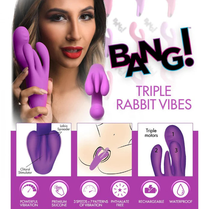 purple vibrator with triple clitoral stimulation with diagram