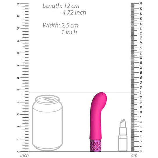 petite vibrator with egg shaped head, and dazzled bottom cap size chart