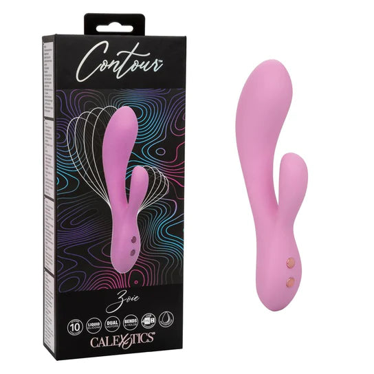pink vibe with bulged head and clit stimulator
