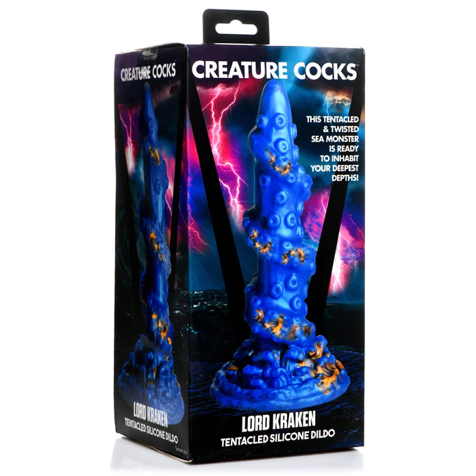 bright blue dildo with tentacles on box