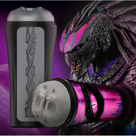 black alien predator with grey & pink masturbator