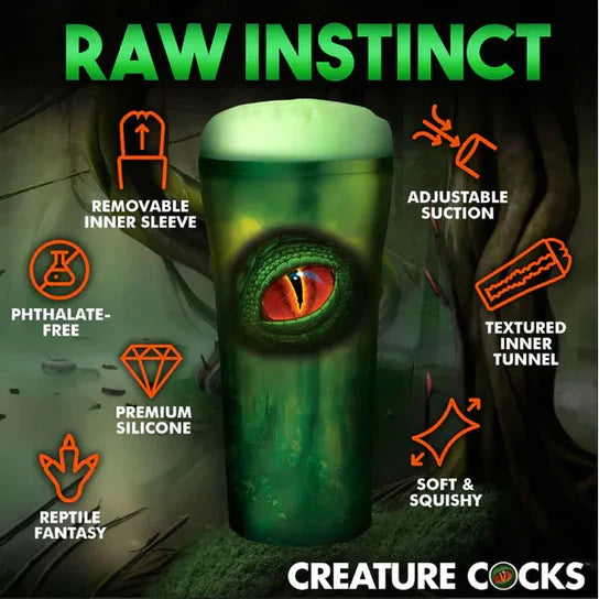 green reptile masturbator with eyeball 