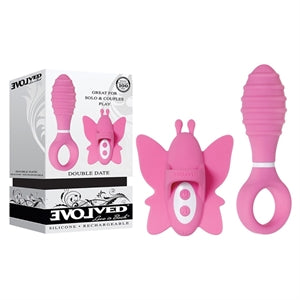 pink silicone butterfly finger vibrator and anal plug