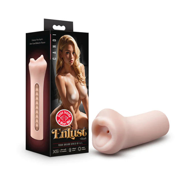 blonde nude ai female on box cover with mouth masturbator beside