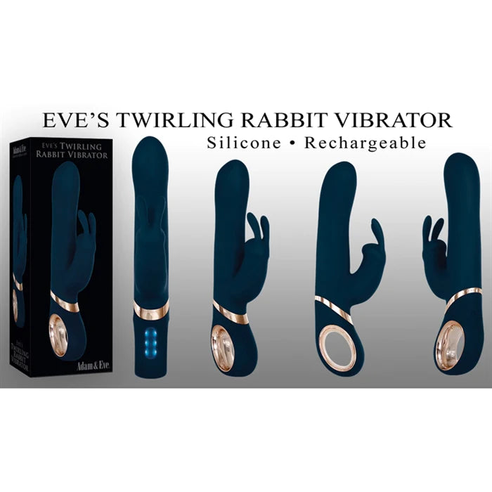 dark blue vibrator with led lights, with box and rabbit clit stim