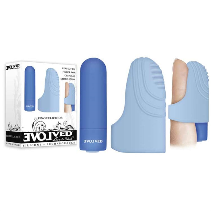 blue silicone finger stimulator with blue bullet