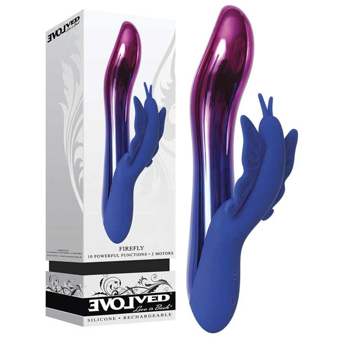 pink and blue vibrator with rabbit clit stim and box
