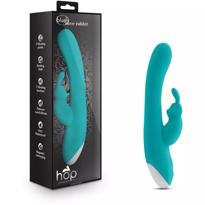 blue vibrator with bunny clit stim with box