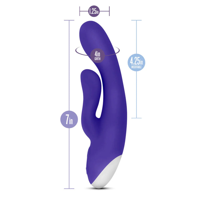 purple vibrator with curved head and clit stim size chart