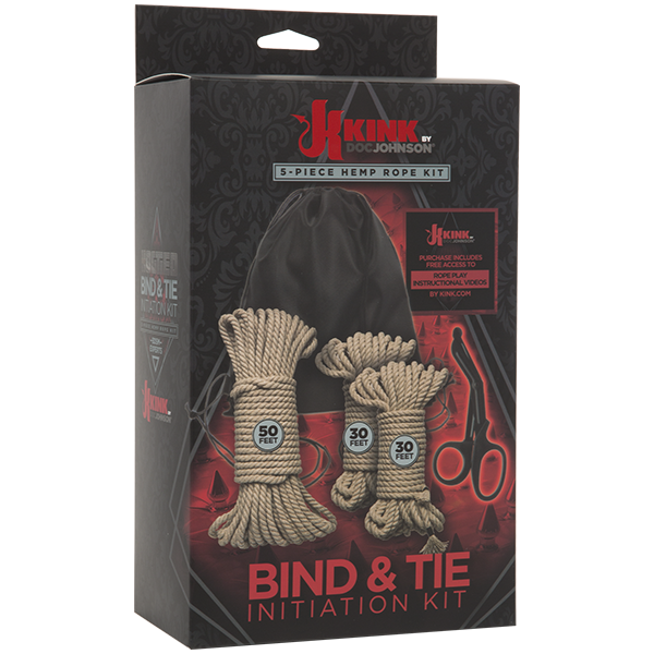 brown bondage rope 3 sizes with bag & scissors with box