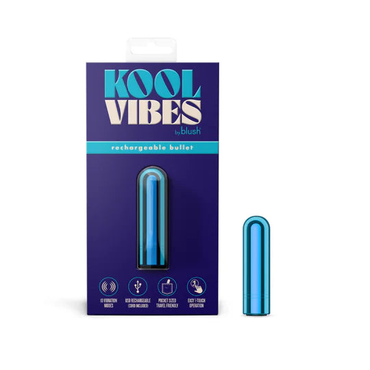 vibrating bullet in black package with blue vibrating bullet beside
