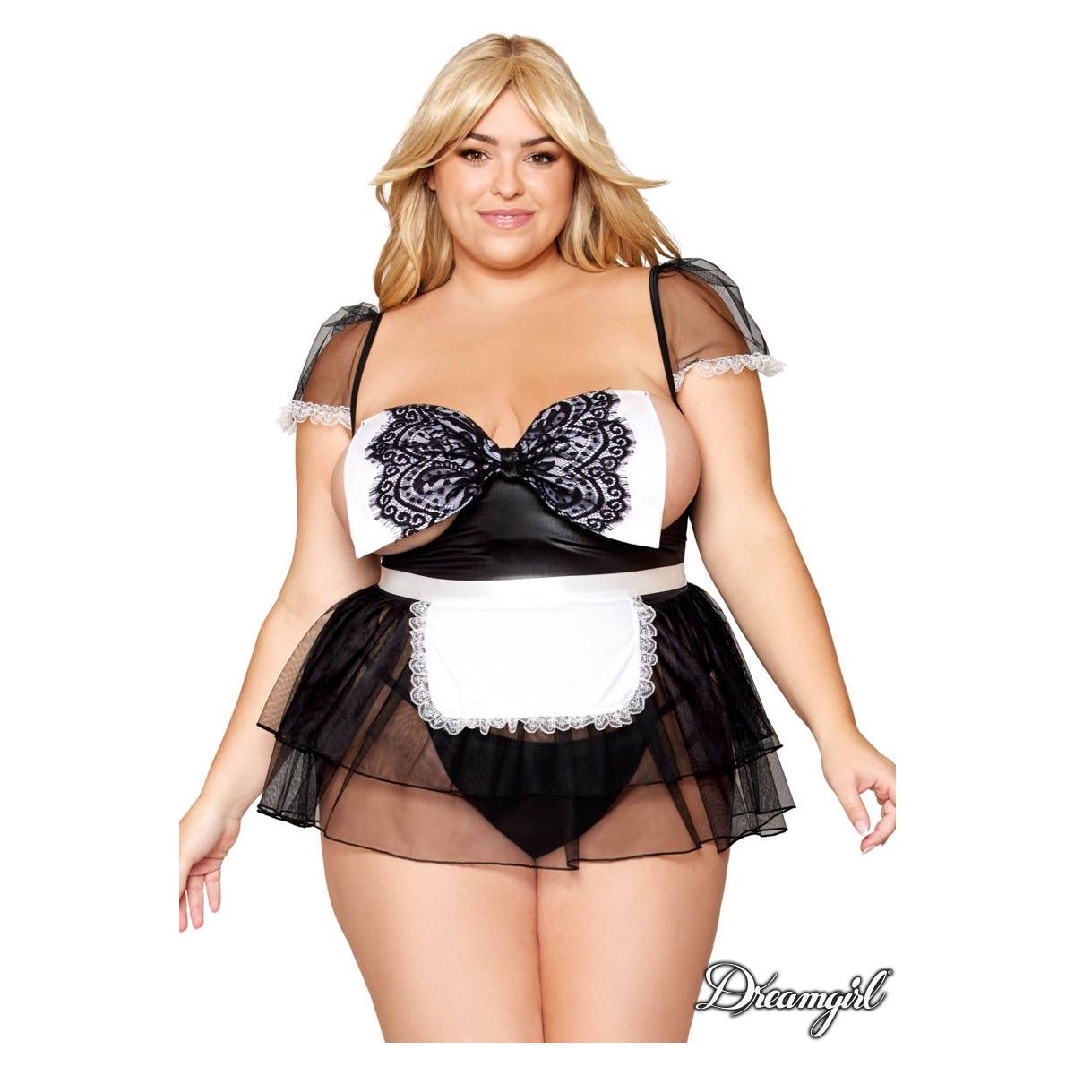 french maid style babydoll with large bow over breasts