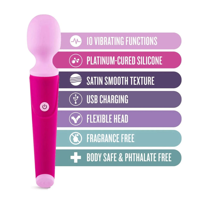pink massager wand and info about toy