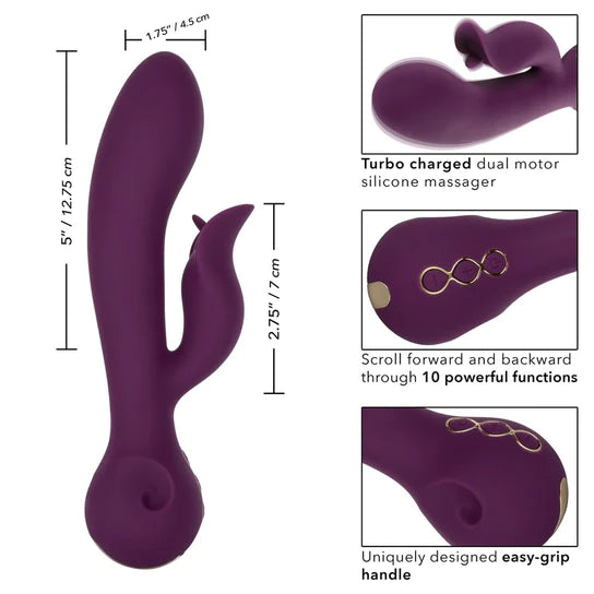 purple vibrator with clit tickler size & function chart