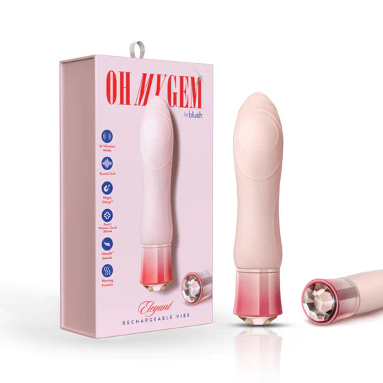 pink chubby vibrator with swirl head and gem on bottom