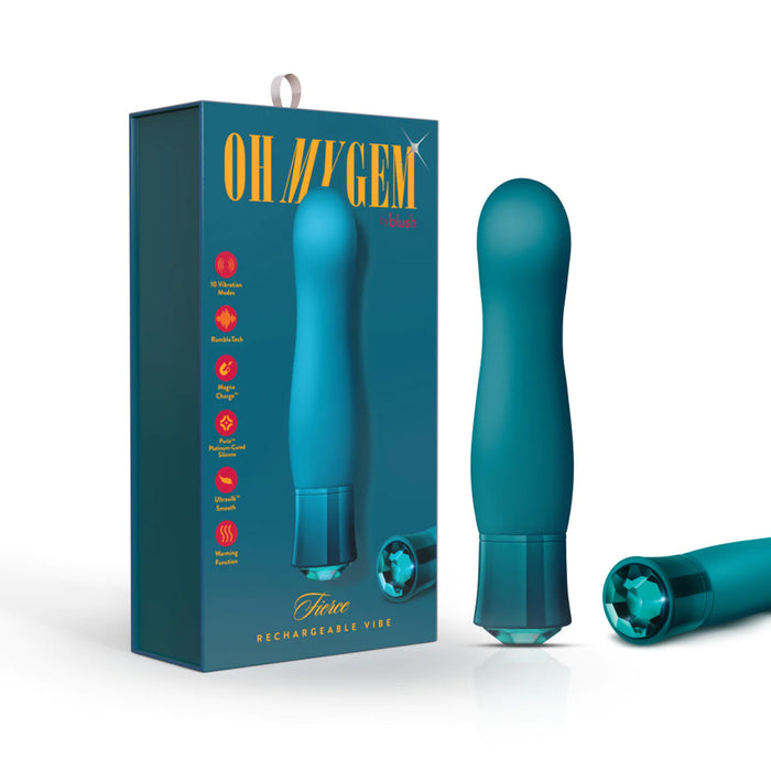 blue curved middle vibrator with gem bottom