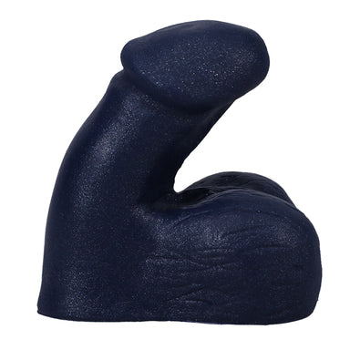 a small navy blue flaccid penis shaped dildo with balls