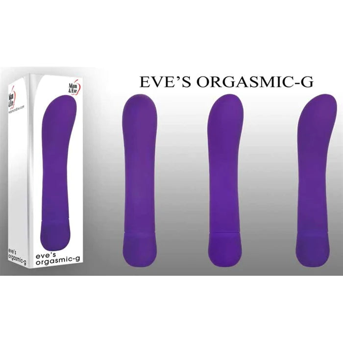 a chubby purple g spot vibrator shown at three different angles, next to its white display box