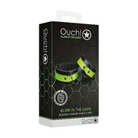 ouch glow in the dark bondage leather handcuffs by shots source adult toys