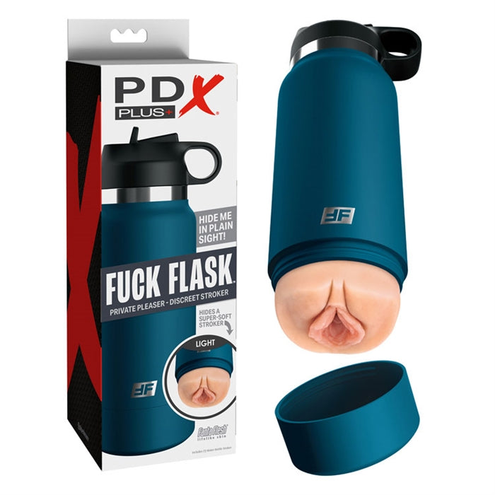 blue case water bottle flask with vagina insert with box