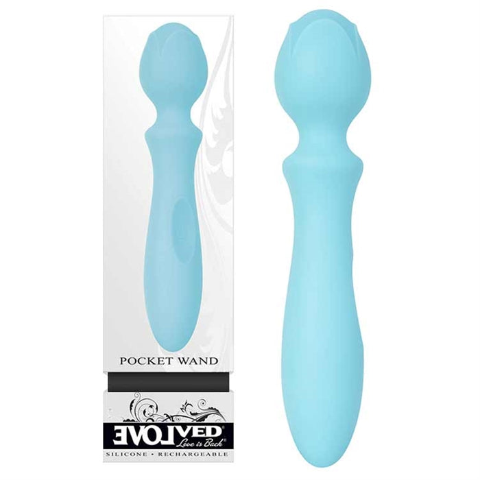 blue silicone wand in white box