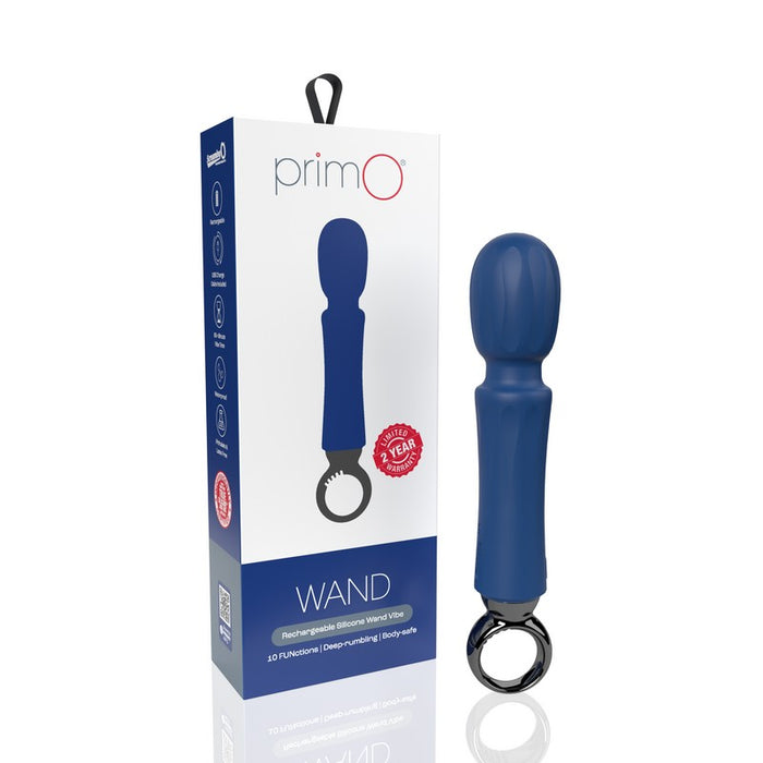 blue primo wand in blue and white box