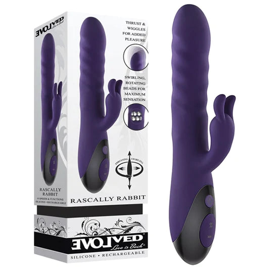 purple vibrator with ripples and bunny clit stim