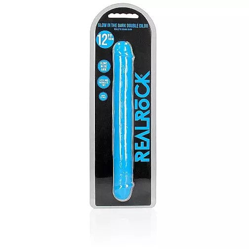 blue 12" glowing jelly double ended dildo