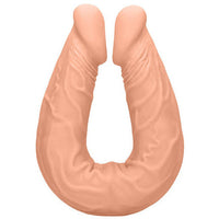 beige u shaped double penetration dildo