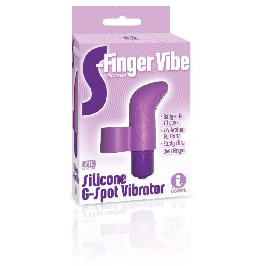 purple silicone finger vibrator in box
