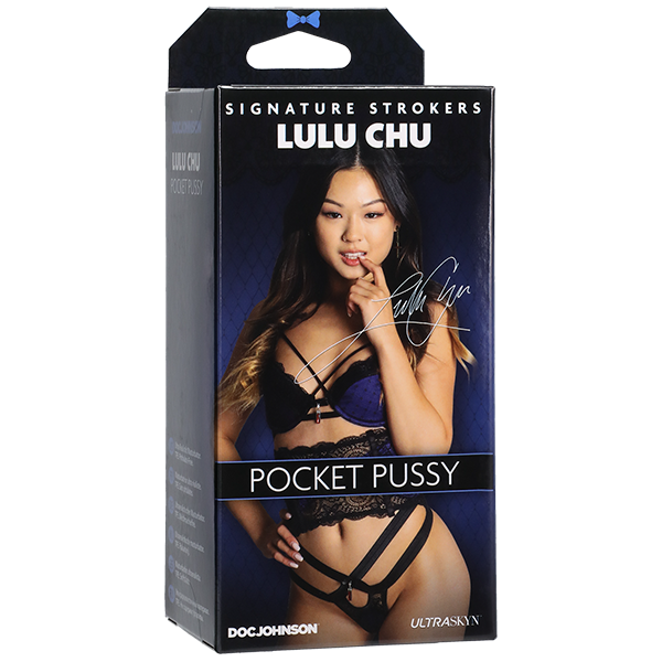Asian female in blue & black lingerie on box cover