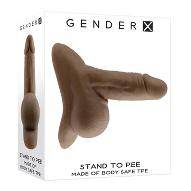 a brown hollow penis with balls shown next to its white display box