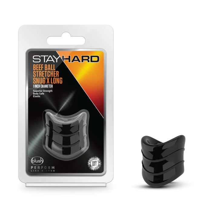 black 1" extra long ball stretcher next to stayhard package