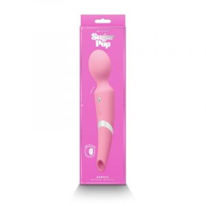 pink silicone rechargeable wand with air pulse handle
