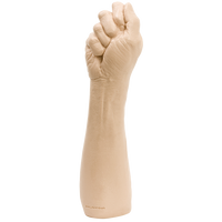 an insertable beige closed fist and arm up to just below the elbow
