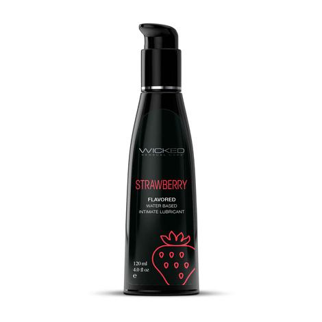 strawberry flavored lubricant in 4oz black pump bottle