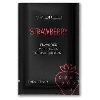 strawberry flavored lubricant in black single use package