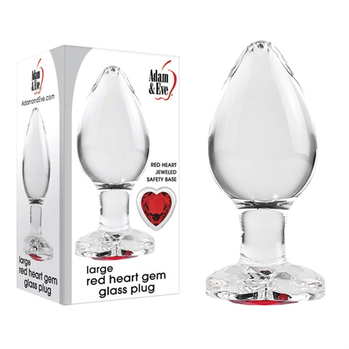 Large Red Heart Gem Glass Anal Plug by Adam & Eve