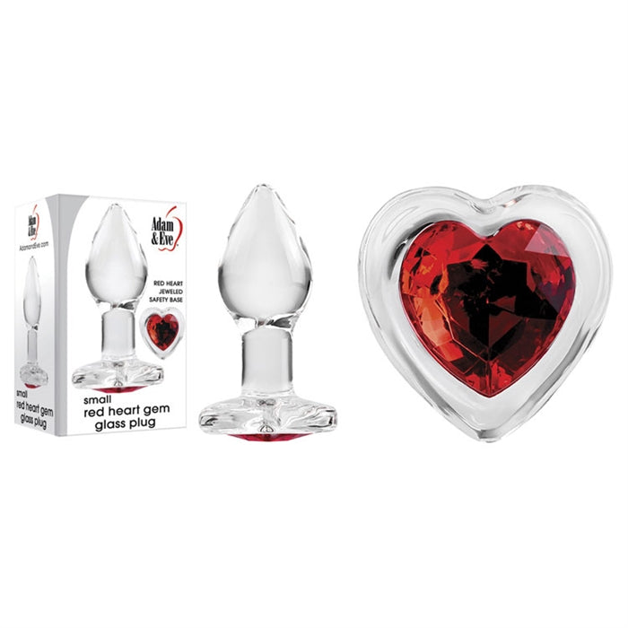 Small Red Heart Gem Glass Anal Plug by Adam & Eve