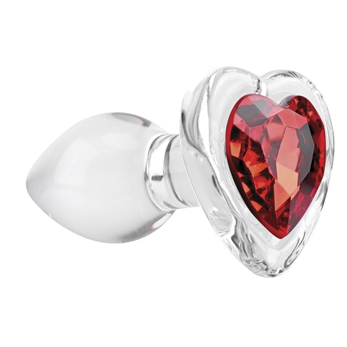 Small Red Heart Gem Glass Anal Plug by Adam & Eve