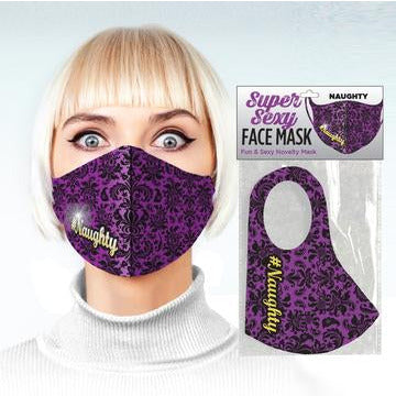 woman wearing purple #naughty face mask