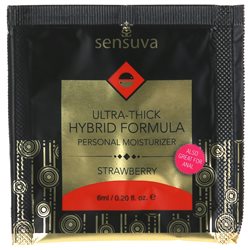 0.20 oz packet of strawberry ultra thick hybrid lubricant