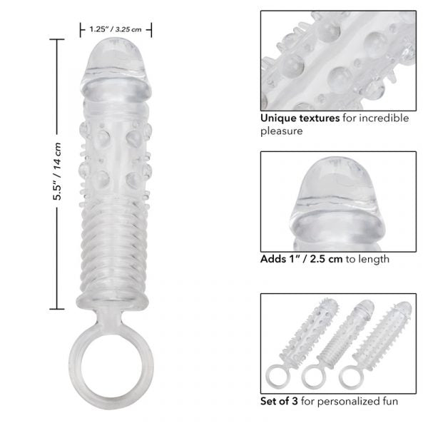 Textured Penis Extension 3pk Set by Cal Exotics