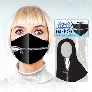 woman wearing zipper mouth face mask