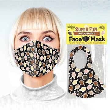 woman wearing f-you print face mask