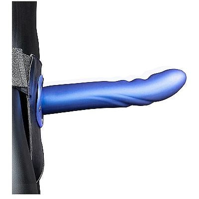 Ouch Textured Curved Hollow Strap On Dildo 8" by Shots