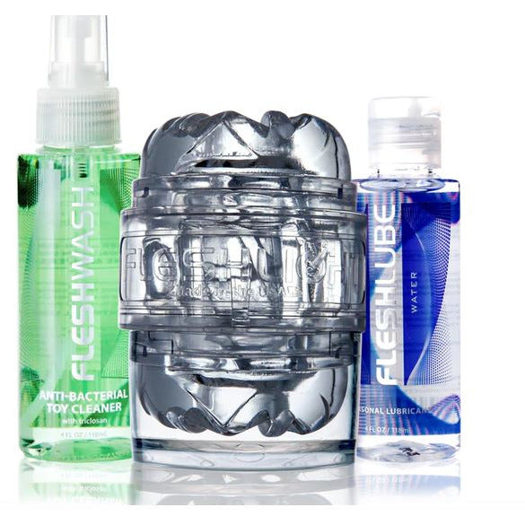 clear fleshlight with toy cleaner bottle clear fleshlube lubricant