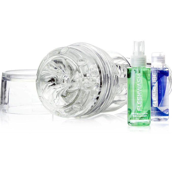 clear fleshlight with lube and cleaner