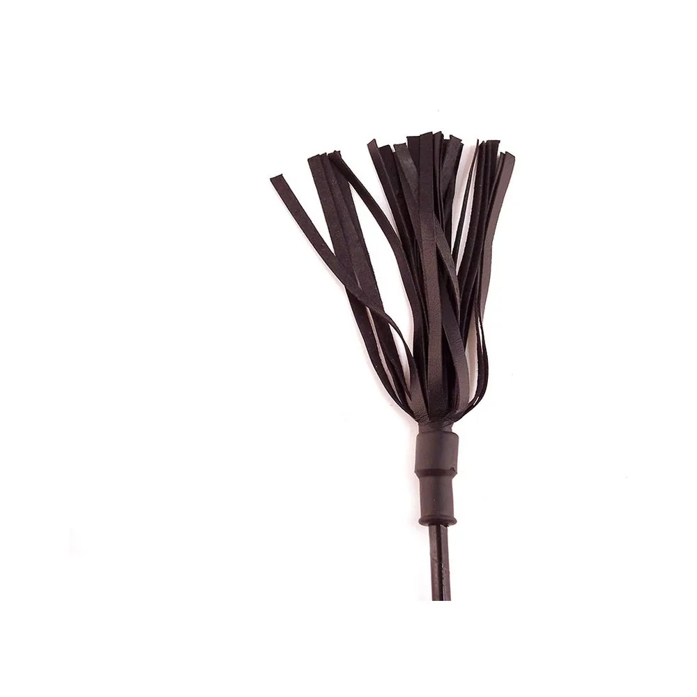 Leather Riding Crop With Wooden Handle Black