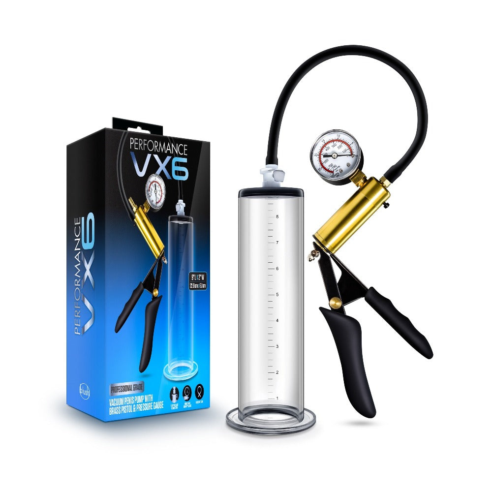 VX6 Vacuum Pump w Brass Pistol/Gauge-Clr